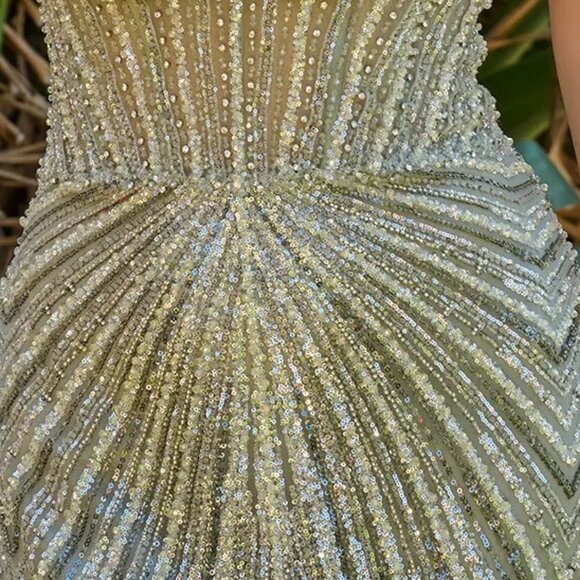 New Off Shoulder Pageant Mermaid Mesh Dress w/ Rhinestones Embroidery GL3837 - Picture 7 of 14